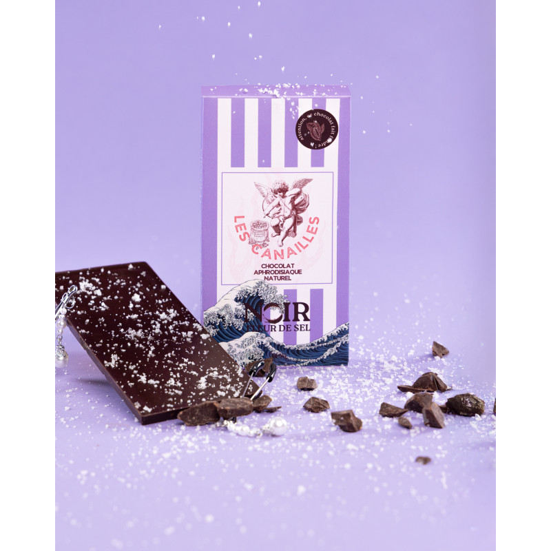 Les Canailles Tablette de Chocolat Aphrodisiaque Noir Fleur de Sel 100g